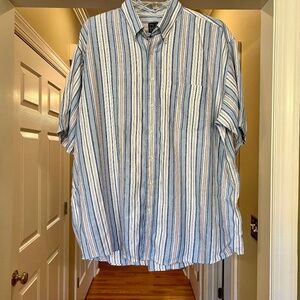 NWOT Men's Jos. A. Bank Traveler's Collection Stripe Linen S/S Shirt XXL 2XL